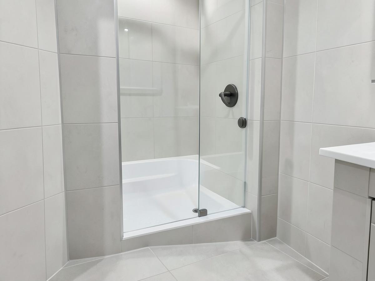Low-threshold bathing entry in a modern bathroom